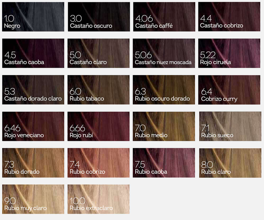 Carta Colores Tintes Cabello Biokap Nutricolor