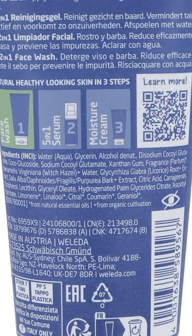 Gel Limpiador Men 2 en 1 Rostro & Barba Weleda