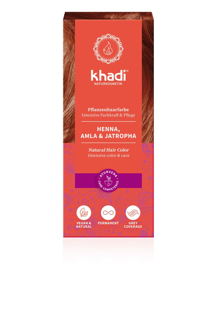 Henna Roja con Amla y Jatropha pura Bio Khadi