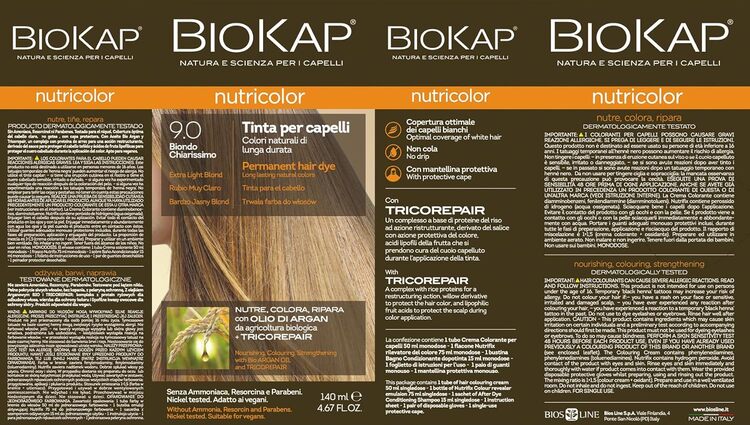 Tinte Rubio Muy Claro 9.0 - Nutricolor Biokap Etiqueta