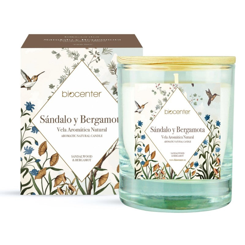 Vela Natural de Cera de Soja - Sándalo y Bergamota Biocenter