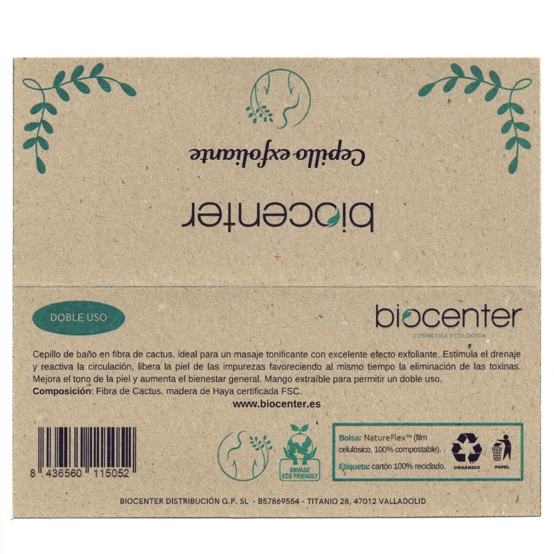 Cepillo Exfoliante Espalda Fibra de Cactus Biocenter