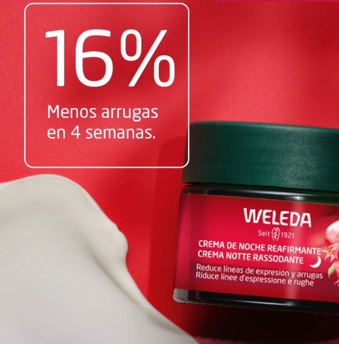 Crema de Noche Reafirmante de Granada y Péptidos de Maca Weleda