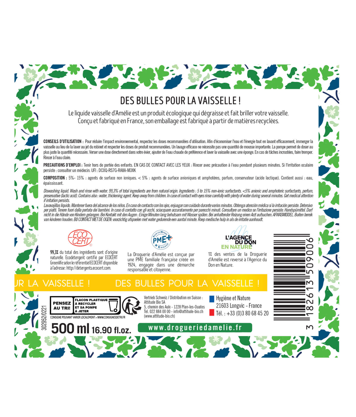 Jabón Liquido Lavaplatos Amélie