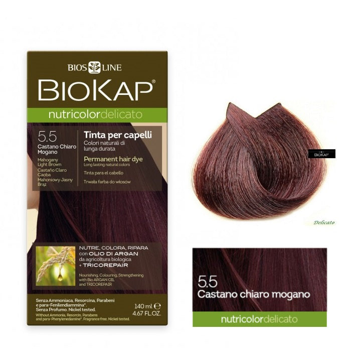 Tinte Delicato 5.5 - Castaño Claro Caoba Biokap