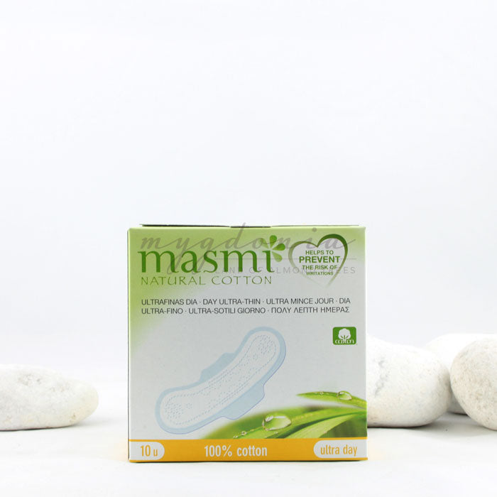Compresas Ultrafinas 100% Algodón Día con Alas Masmi 10 uds