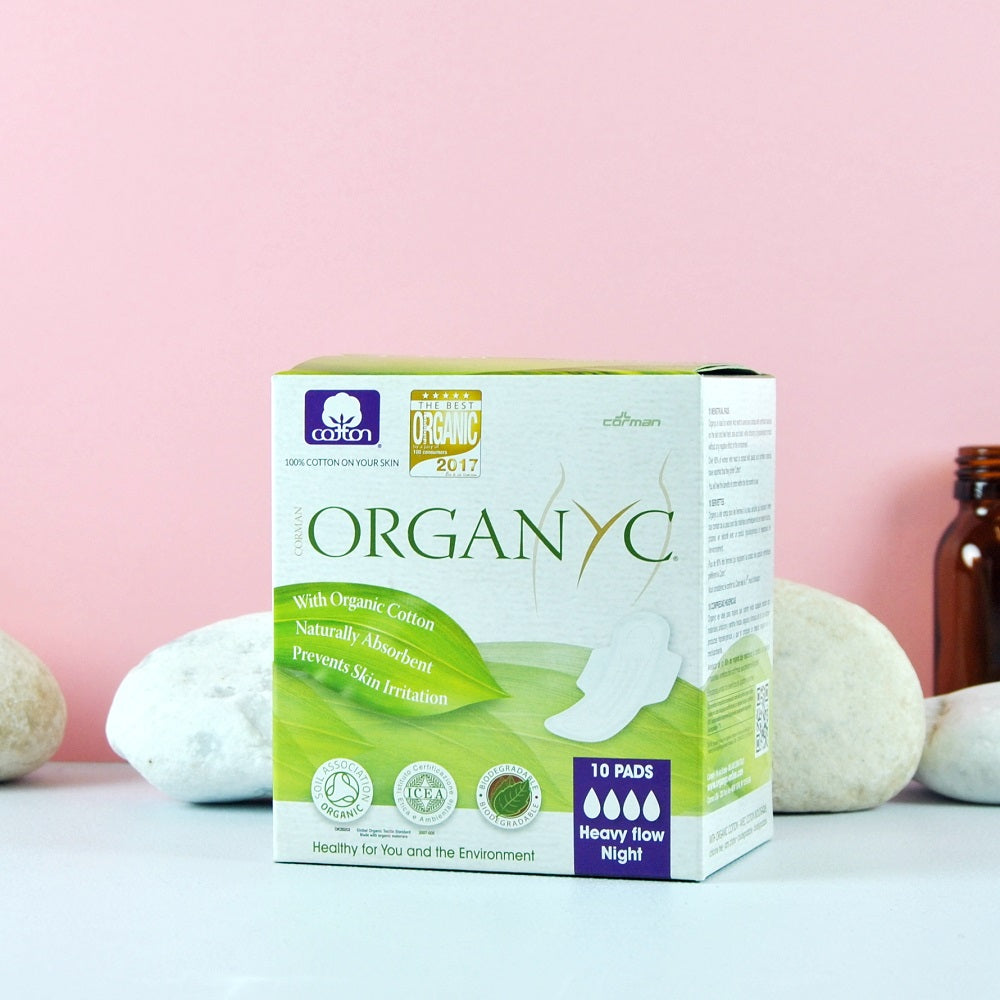 Compresas de Noche con Alas Algodón Orgánico Organyc