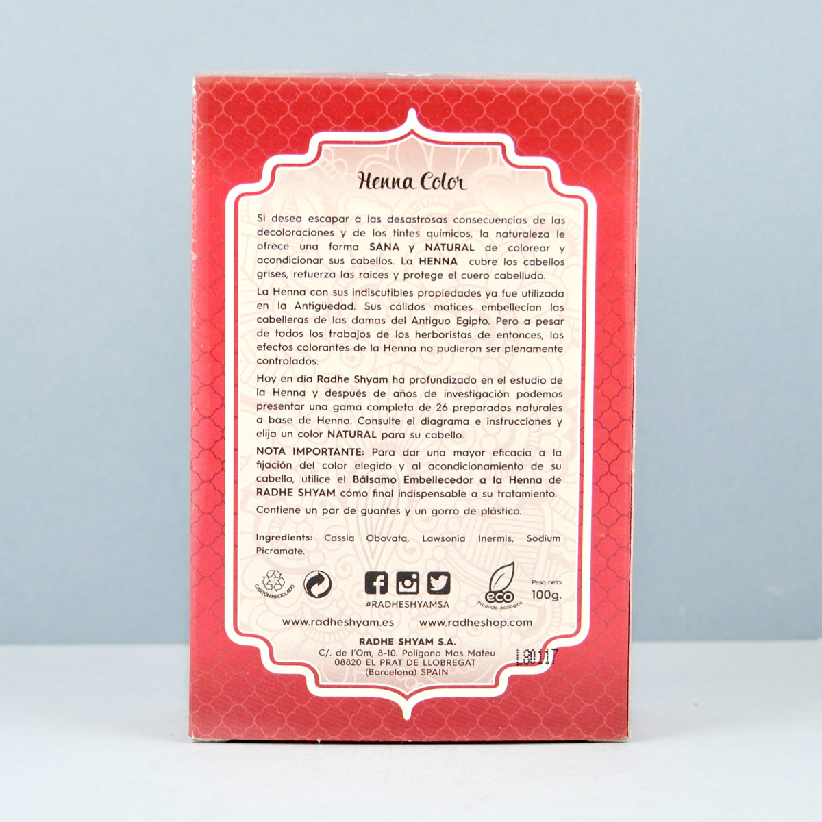 Henna Color Caoba Oscuro en Polvo Eco Radhe Shyam