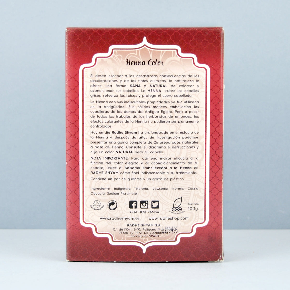 Henna Color Castaño Caoba en Polvo Eco Radhe Shyam