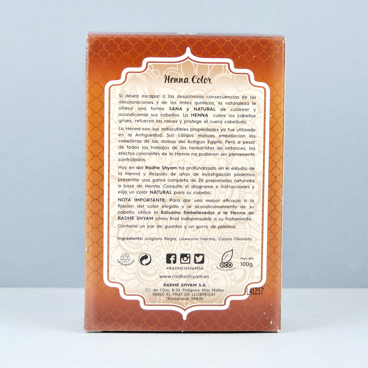 Henna Color Castaño Claro en Polvo Eco Radhe Shyam