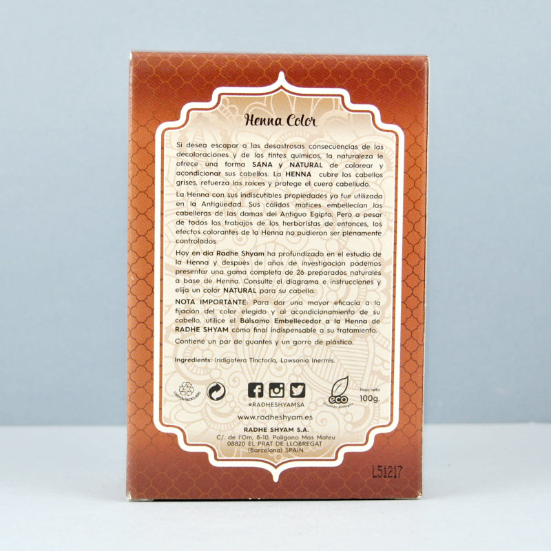 Henna Color Castaño Oscuro en Polvo Eco Radhe Shyam
