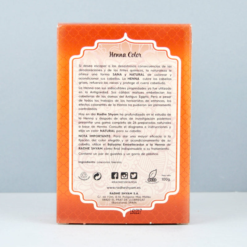 Henna Color Cobre Natural en Polvo Eco Radhe Shyam