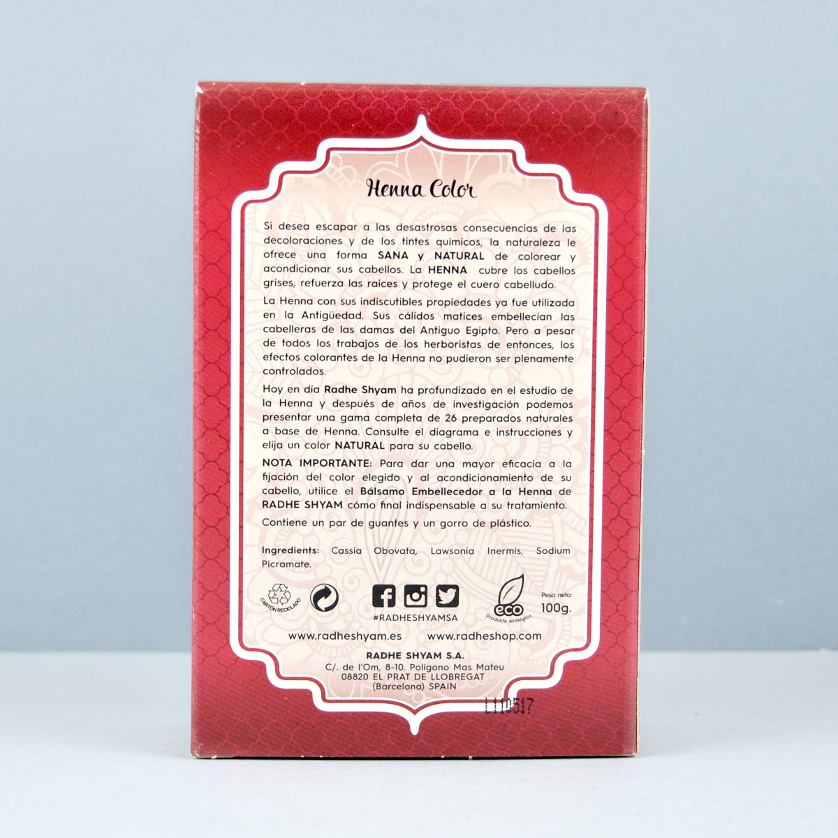 Henna Color Super Caoba Oscuro en Polvo Eco Radhe Shyam