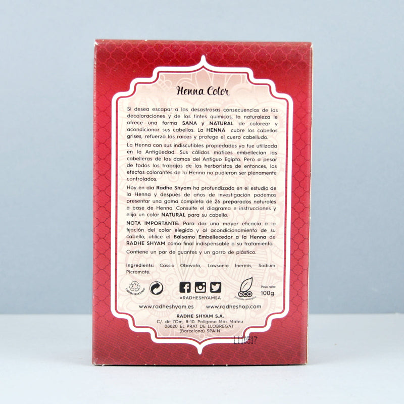 Henna Color Super Caoba Oscuro en Polvo Eco Radhe Shyam