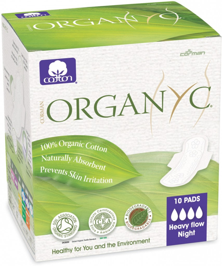 Compresas de Noche con Alas Algodón Orgánico Organyc