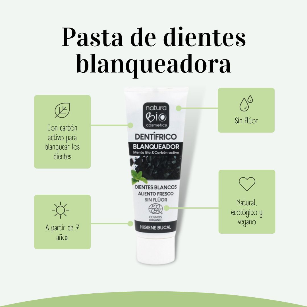 Pasta de Dientes Blanqueadora Menta Bio y Carbón Activo NaturaBIO Cosmetics