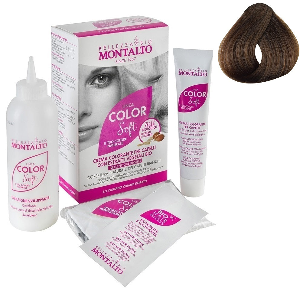 Tinte Vegetal Color Soft 5.3 Castaño Claro Dorado Montalto Belleza Bio 135 ml