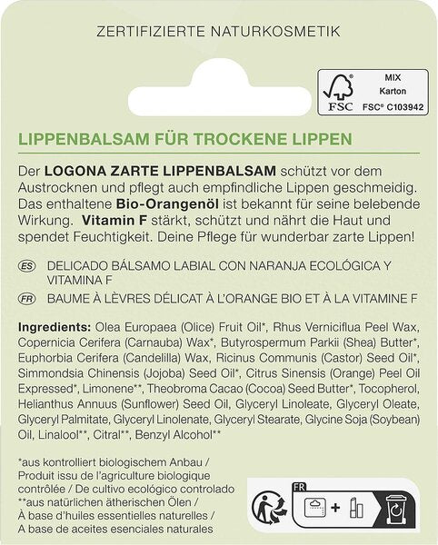 Bálsamo Labial Nutrición Delicada Naranja Logona