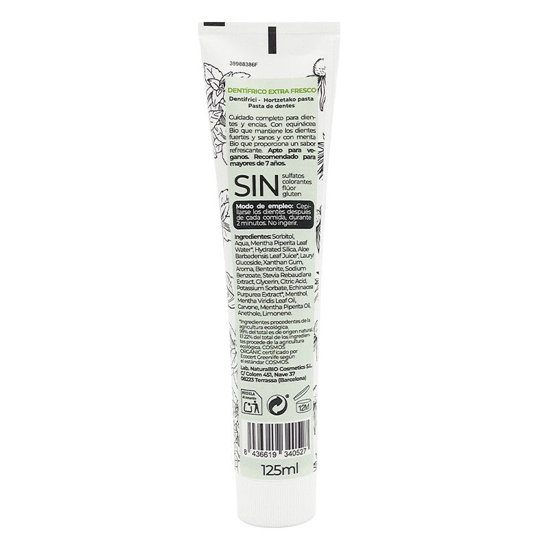 Pasta de Dientes Extra Fresca Sin Flúor con Equinácea y Menta NaturaBio