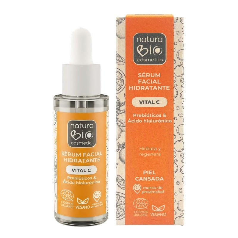 Sérum facial hidratante Vital C prebióticos & ácido hialurónico NaturaBIO Cosmetics