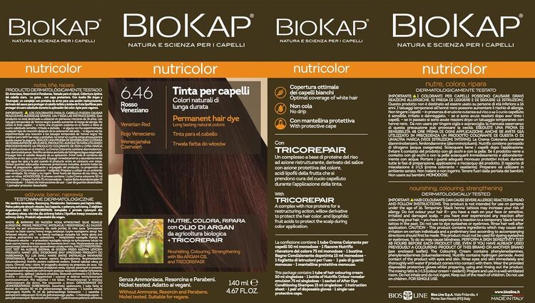 Tinte Rojo Veneciano 6.46 - Nutricolor Biokap Etiqueta