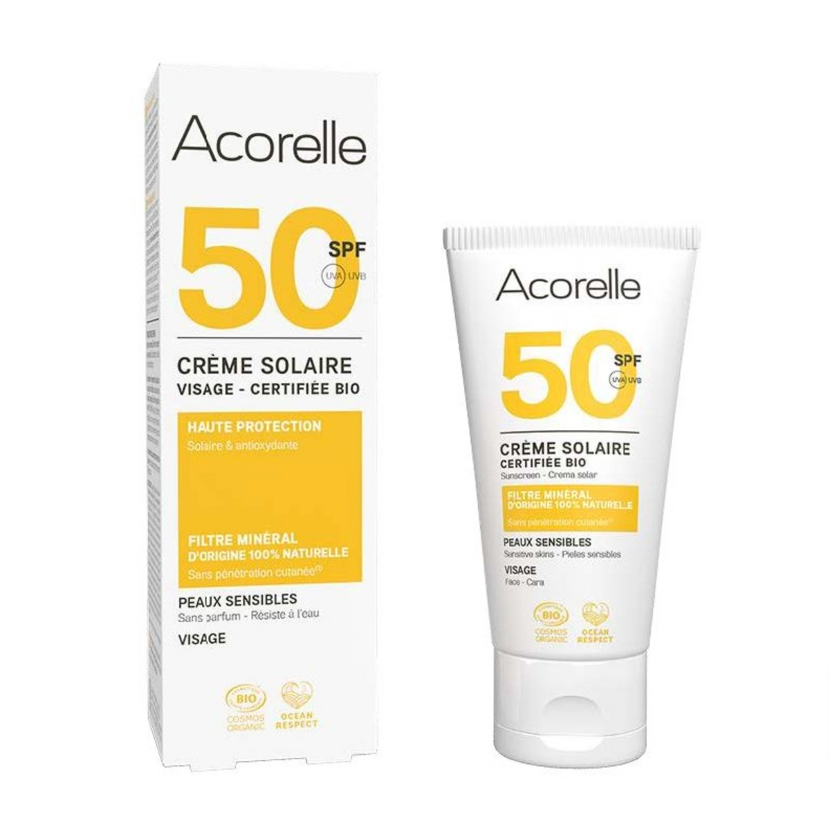 Protector Solar Facial Ecológico SPF50 Acorelle