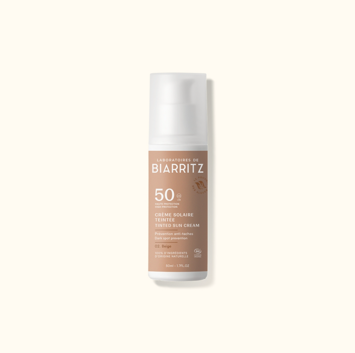 Crema Solar Facial SPF 50 Color Beige Laboratoires Biarritz
