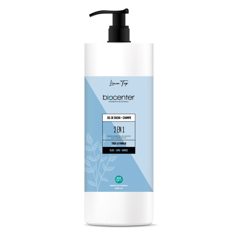 Gel Ducha y Champú 2 en 1 con Aloe, Lino y Arroz Biocenter