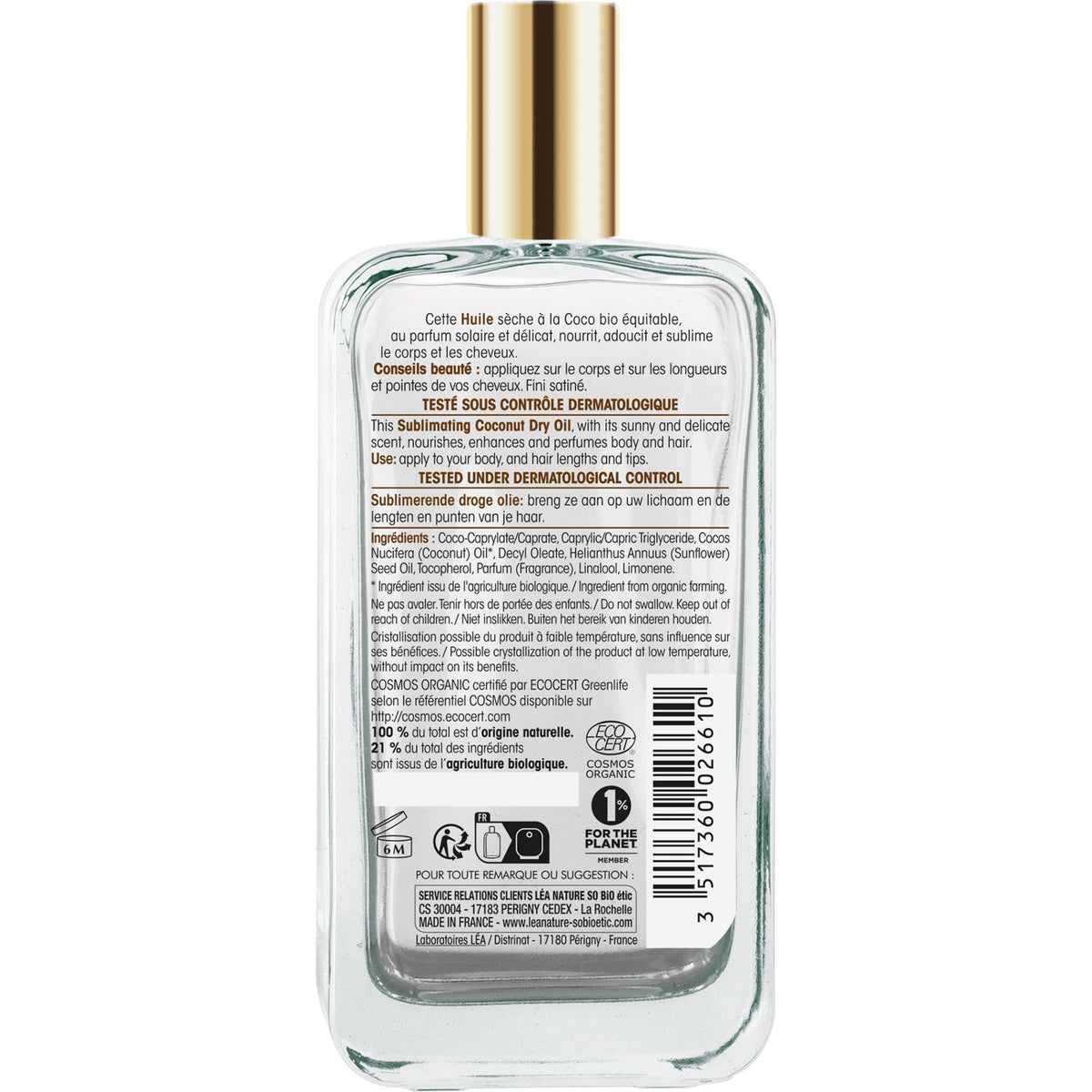 Aceite Belleza Sublimador Coco Bio Léa Nature So Bio Étic