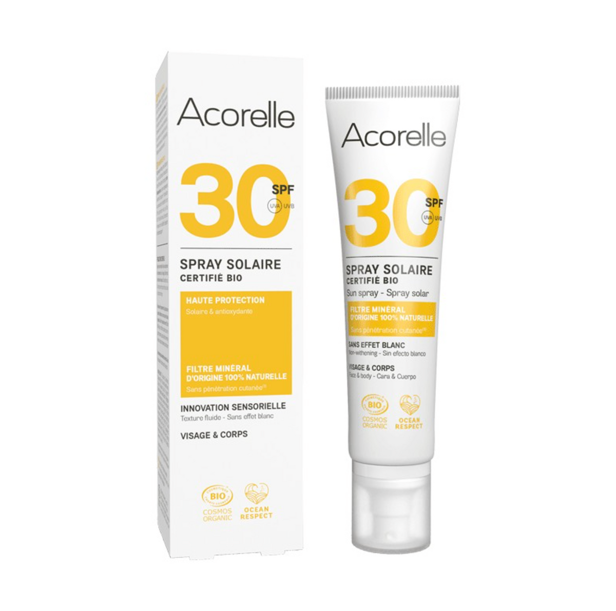 Spray Solar Cara y Cuerpo SPF 30 Filtros Minerales Acorelle