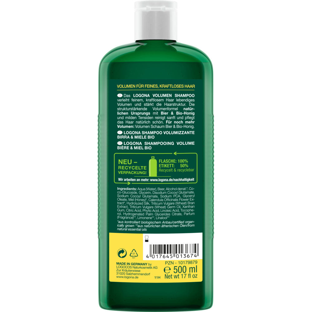 Champú Volumen Miel Bio y Cerveza Logona