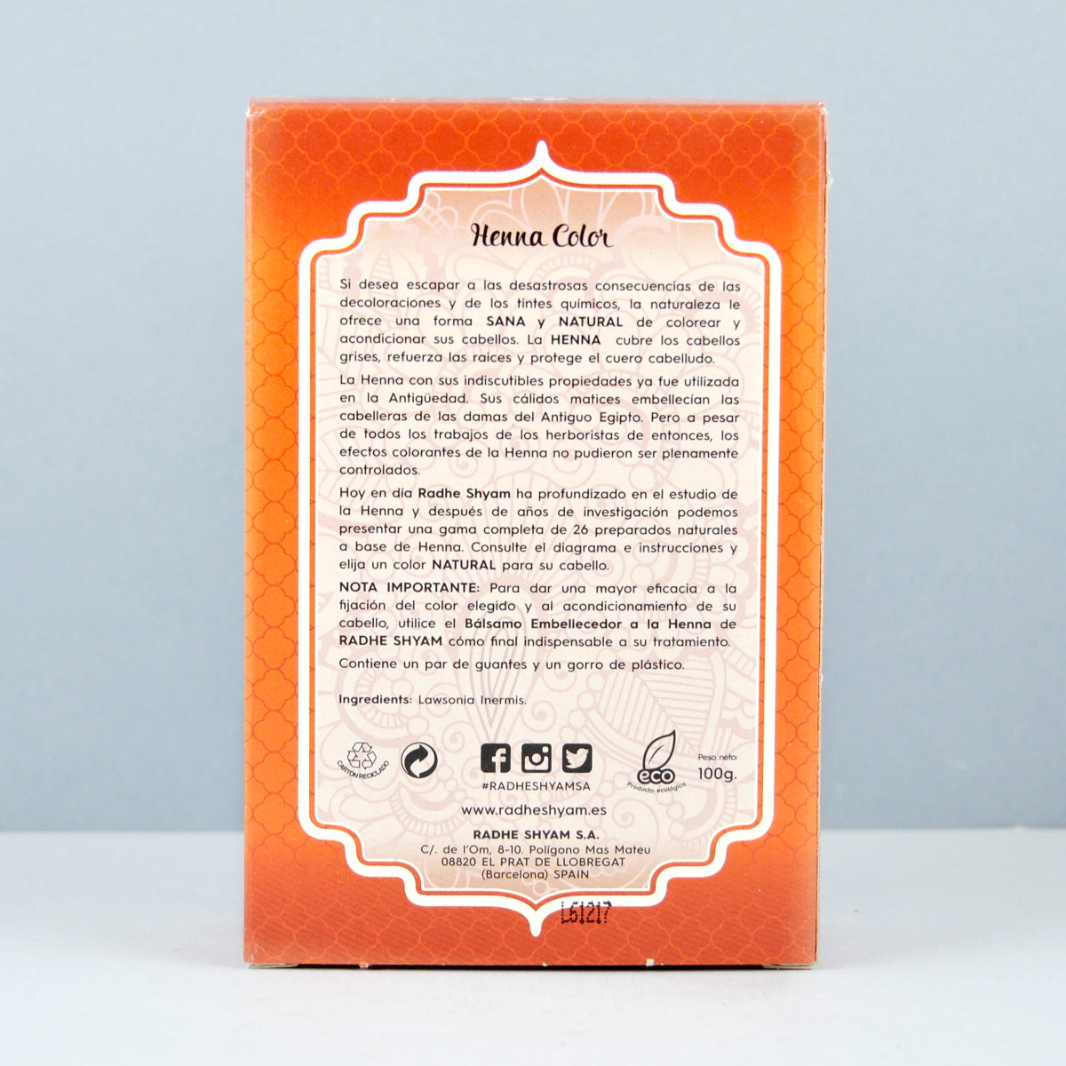 Henna Color Cobre Natural en Polvo Eco Radhe Shyam