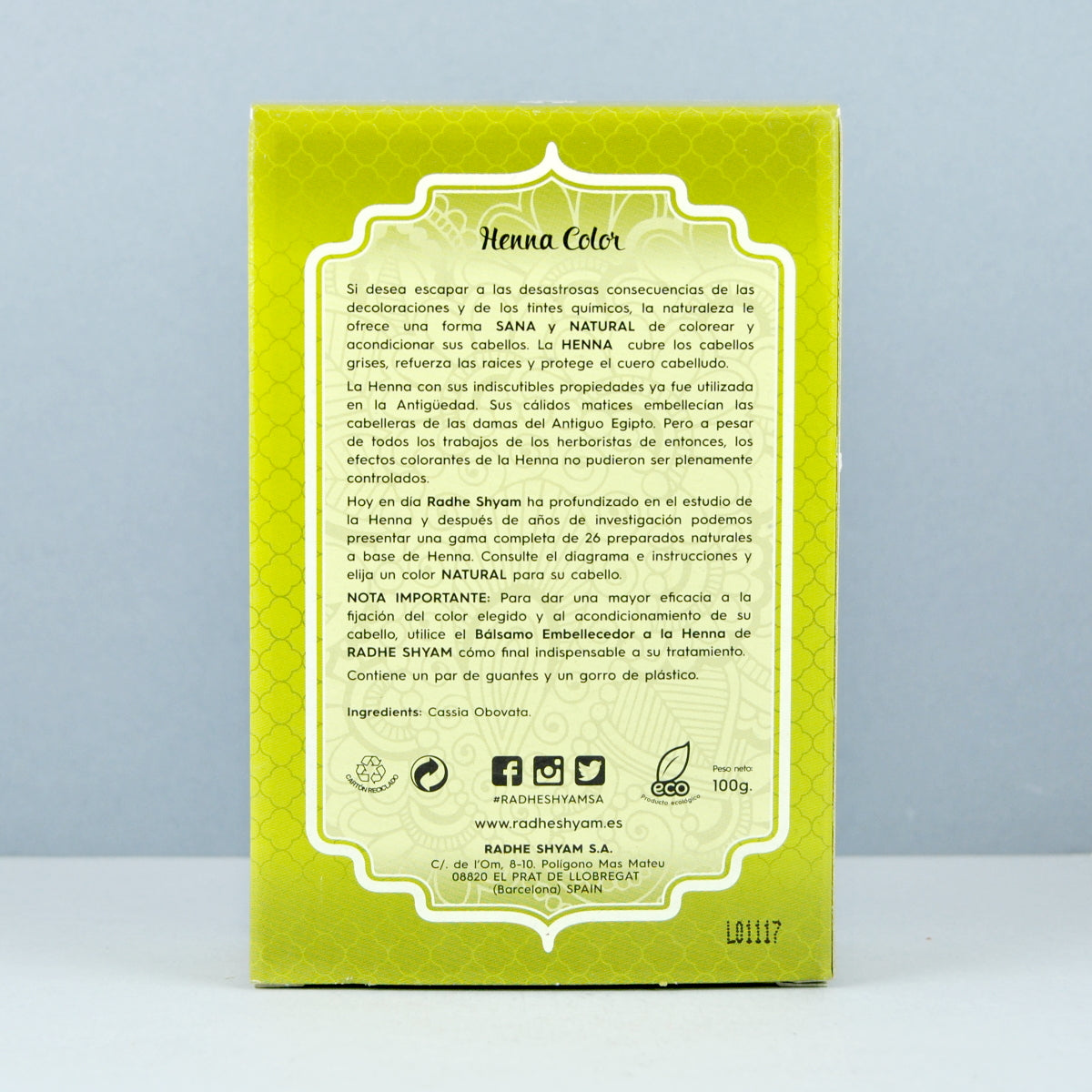 Henna Color Neutro en Polvo Eco Radhe Shyam